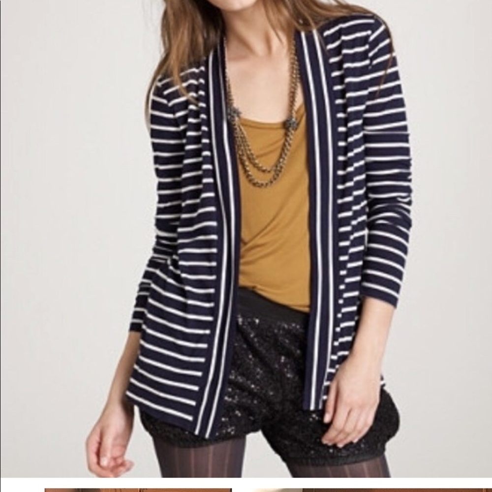 Navy and white j crew cardigan size small
